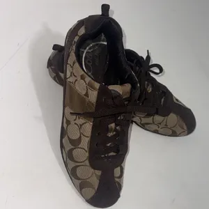 Coach Signature C Logo Canvas Brown Classic Patent Leather Sneakers Women's 9.5 thumbnail 13