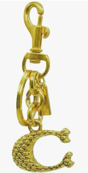 Gold-Tone Letter C Keychain Charm with Lobster Clasp plaid design thumbnail 1