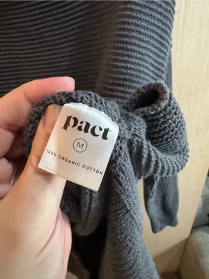 Pact Women's Cotton Charcoal Ribbed Crew Neck Sweater Size Medium thumbnail 3
