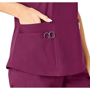 Carhartt Modern Fit Scrub Top Womens Large Purple HCA Florida Healthcare V-Neck thumbnail 6