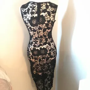 Black Lace Dress Nude Liner Approximately Sz S thumbnail 5