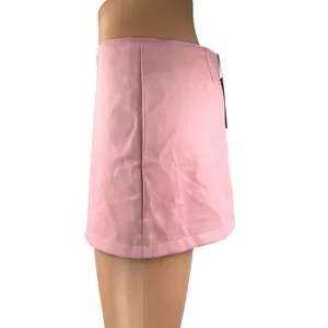 NEW Edikted Pink Low Waist Zip Faux Leather Vegan Straight Mini Skirt Size S thumbnail 2