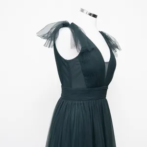 Betsy & Adam‎ - Hunter Green V-Neck Sleeveless Tulle Gown thumbnail 12