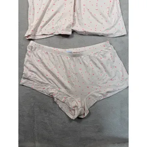 Eberjey Womens Pink White Triangles Pajama Set Short Sleeve Shirt Shorts Large thumbnail 2