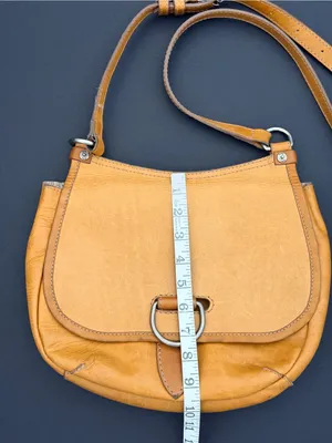 Frye leather saddle bag, crossbody bag, tan 10"x9.5" thumbnail 3