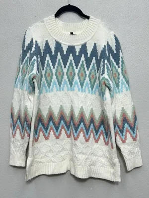 Talbots Wool Blend Sweater Women's Size Small Fair Isle Zig Zag Chevron Ski Soft thumbnail 1