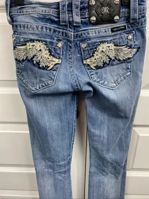 Miss Me JP5437B Boot Cut Jeans Womens Distressed Wings Embellished 25x32.5 thumbnail 9