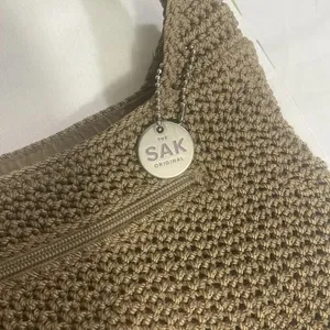 The Sak Original Crocheted Shoulder Bag Brown Knit Hobo Purse thumbnail 5