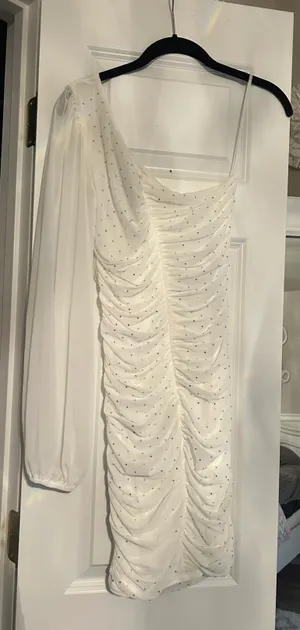 Hello Molly White One Sleeve Sparkly Dress thumbnail 2