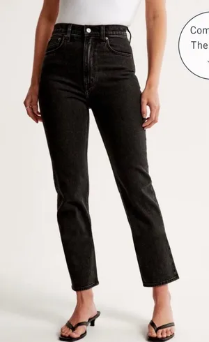 Abercrombie & Fitch The Ankle Straight Ultra High Rise Curve Love Jeans 25 Black thumbnail 1