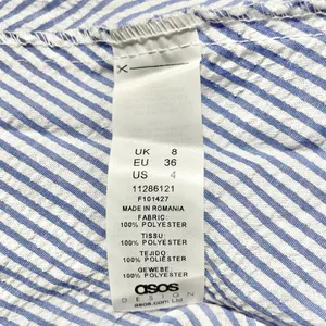 New ASOS Seersucker Plunge V-Neck Tie Waist Mini Sundress Blue White Size 4 thumbnail 16
