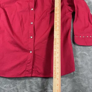 Vintage Jane Ashley Red Top Womens Large Silver Studs 3/4 Sleeves Retro Western thumbnail 5