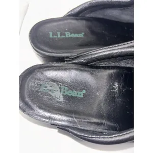 LL Bean Womens Black Leather Clogs Mules Slip On Shoes Sz 9 Comfort Granola Girl thumbnail 6