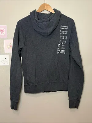 Nike full zip cotton hoodie bedazzled bling women’s gray oregon casual preppy thumbnail 4