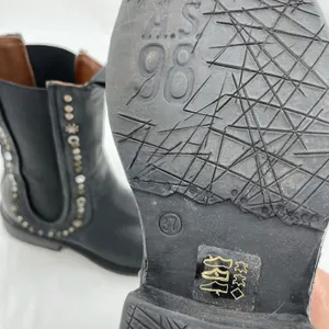A.S.98 Studded Black Leather Boots Tall Chelsea Fall Boho Edgy Biker Fit Size 37 thumbnail 10