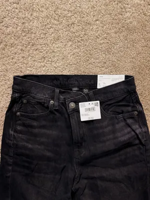 American Eagle Super High-Waisted Crossover Baggy Straight Black Jeans thumbnail 3