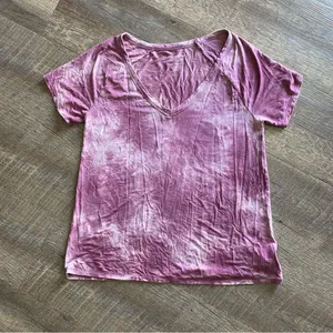American Eagle V Neck Top Purple Tie Dye Wine Pink thumbnail 3
