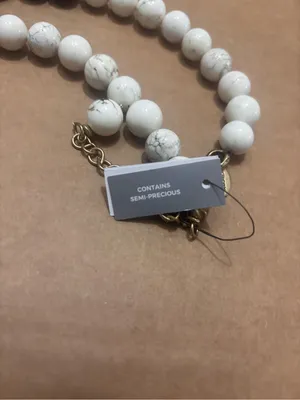 Chico's Wood & Howlite Semi-Precious Long Statement Necklace NWT thumbnail 4
