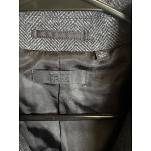 Uniqlo Herringbone Car Coat Charcoal Grey Button Front Overcoat thumbnail 9
