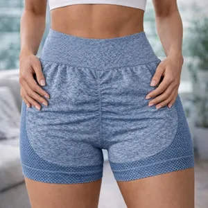 High-Waist Scrunch Butt Lift Shorts - Light Blue thumbnail 1