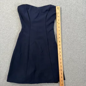 Lucy In The Sky Size XXS Navy Blue Strapless Mini Dress Ladder Bow Back Bodycon thumbnail 3