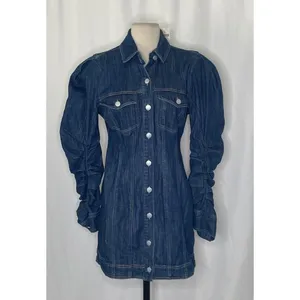 NWT! Anthropologie PILCRO Long-Sleeve Button-Front Seamed Denim Mini Dress Small thumbnail 2
