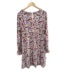 Roper Long Sleeve Multi Color Feather Print Rayon Dress‎ Medium NWT Western Mini thumbnail 2