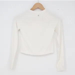 Athleta Top Womens XS Momentum Cropped White Long Sleeve Mesh Excellent thumbnail 3