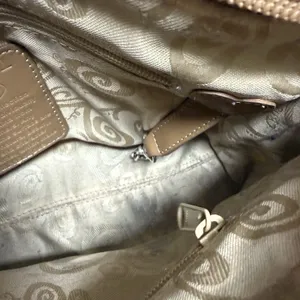 Vintage‎ BRIGHTON Leather Latte Vivica Zip Top Hobo Bag w/Silvertone Accents thumbnail 9
