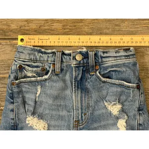 Abercrombie & Fitch Curve Love‎ High Rise Mom Shorts Distressed Light Wash 00/24 thumbnail 6