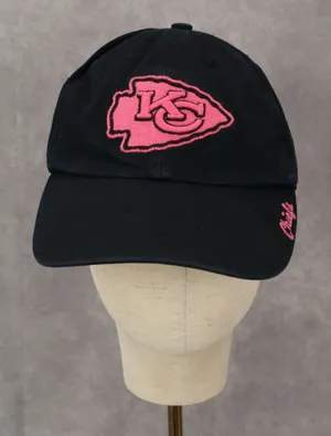 Kansas City Chiefs '47 Brand Black Pink Cloth‎ Strap Athletic Baseball Hat Cap thumbnail 1
