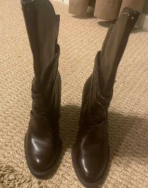 New York Transit Brown Boots With Silver Studs thumbnail 1