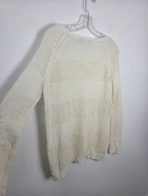 So. White Loose Knit Sweater Top Beachy Boho Ethereal Fairy Academia Angelic XL thumbnail 8