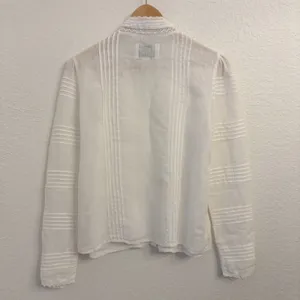 The Shirt Rochelle Behrens Priya Shirt XS White Linen Top Victorian Prairie Lace thumbnail 8