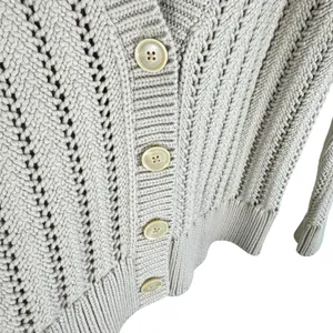 Haven New NWOT Cotton Cream Cable Knit Chunky Button Up Cardigan Sweater Size‎ M thumbnail 4