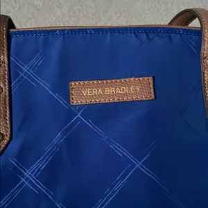Stylish Blue and Green Vera Bradley Tote Bag thumbnail 4