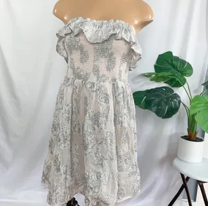 Free People RARE Gardenia Cream & Silver Ruffle Mini Dress thumbnail 2