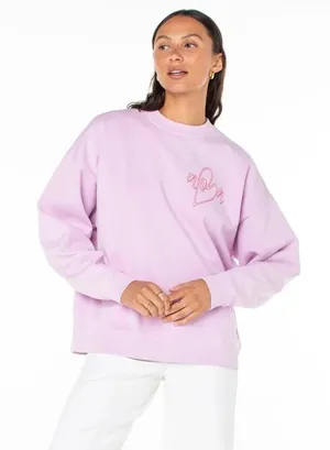 ROXY Pink Aloha Heart Sweatshirt Size L NEW NWT thumbnail 1