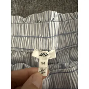 Aerie Women's Sz L Good Day Shorts Light Blue Striped High Rise Boxer Shorts thumbnail 3