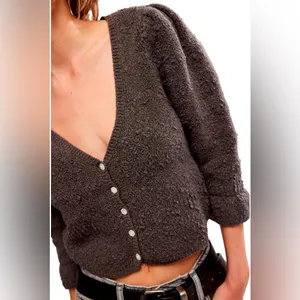 Free People Geo Floral Cardi - Charcoal Grey thumbnail 3