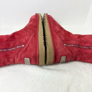 UGG Australia Peyton Red Boots with Rainbow‎ Zippers Size 5 thumbnail 9