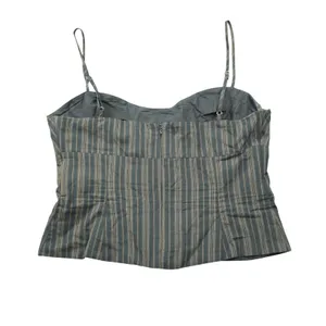 Princess‎ Polly Pinstripe Corset Top Grey Brown Stripe Sweetheart Camisole Party thumbnail 6
