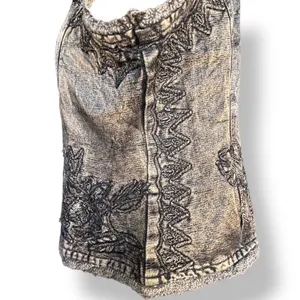 Vintage Gray Embroidered‎ Beaded Mandarin Collar Boho Vest Artisan Western Layer thumbnail 8