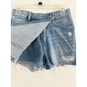 Zara Blue Distressed Denim Skort thumbnail 3