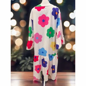 Handmade Dress Women’s M Multicolor Floral Tiered Midi Button Front Bell thumbnail 5