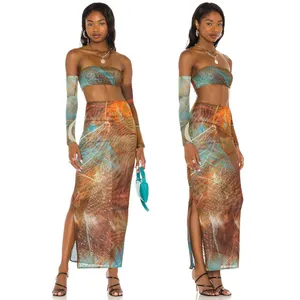 Leila SKIRT - Farai London X REVOLVE Multi Maxi Tube Festival Rave Boho S Small thumbnail 3