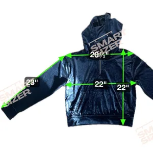 Abercrombie Fitch Velour Velvet Quarter Zip Cropped Hoodie Navy Blue Y2K Revival thumbnail 5