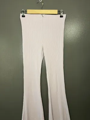 Aerie Pants Womens Small Purple Ribbed Knit Flare Leg Stretch Lounge Sweatpants thumbnail 2