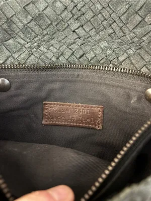 House 2401 Woven Leather Crossbody Purse Bag Dark Green Made in Italy thumbnail 6