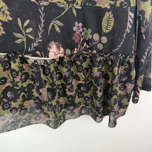 Free‎ People Floral Tiered Babydoll Top XS Boho Dark Romantic Oversized Flowy thumbnail 2
